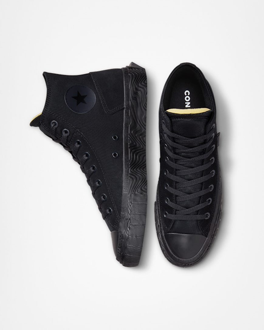 Dámské Boty Vysoké Converse Chuck Taylor Alt Star Wavy Černé Tmavě Šedé Černé | CZ SZHI14